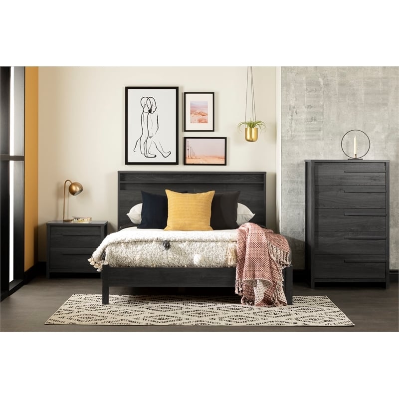 Pemberly Row Contemporary 5-Drawer Wood Indoor Chest in Gray Oak
