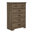 Pemberly Row Contemporary 5-Drawer Wood Chest in Weathered Oak