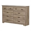 Pemberly Row Farmhouse 8 Drawer Dresser in Weathered Oak