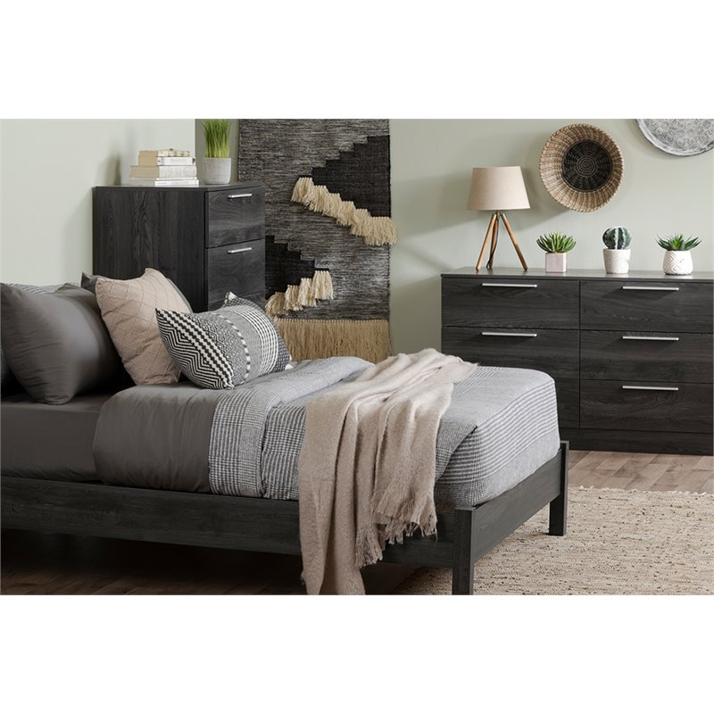 Pemberly Row Traditional 6 Drawer Double Dresser in Gray Oak