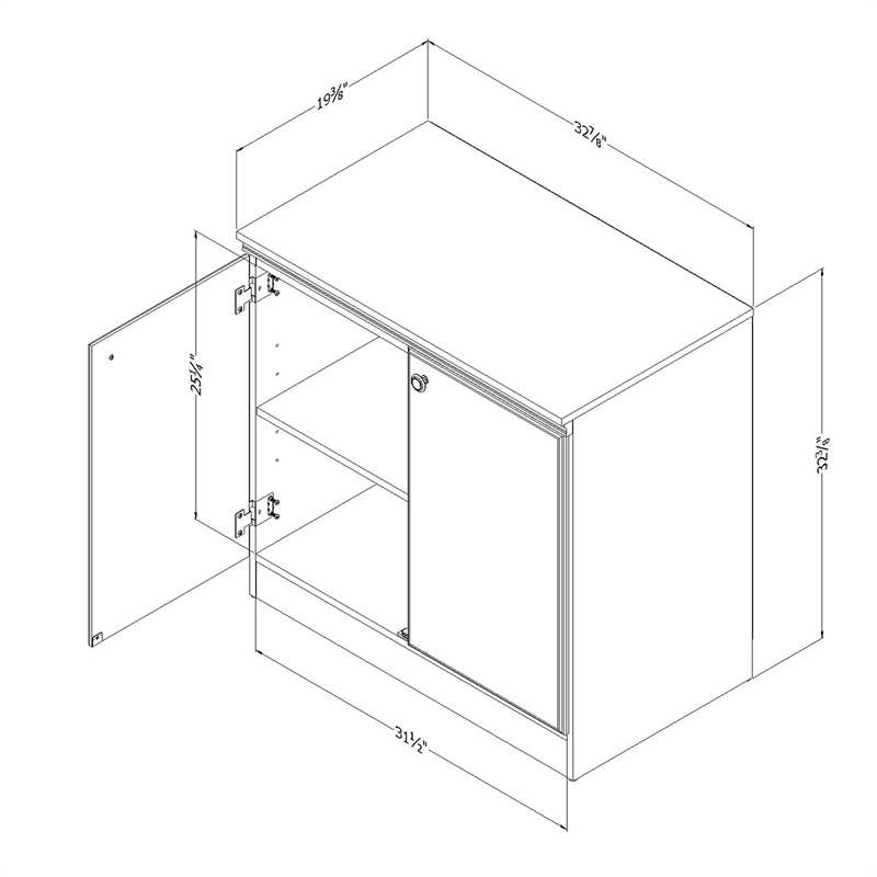 Pemberly Row Contemporary 2-Door Wood Accent Chest in Pure White
