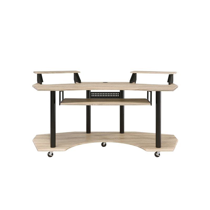 Pemberly Row Contemporary Studio Music Recording Desk in Natural Oak