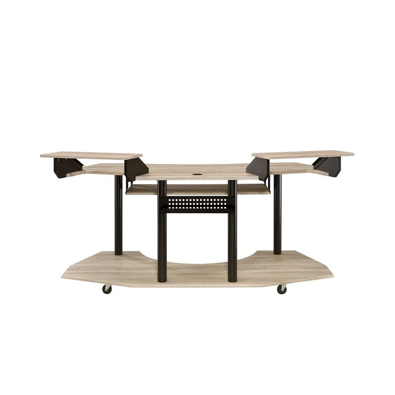 Pemberly Row Contemporary Studio Music Recording Desk in Natural Oak
