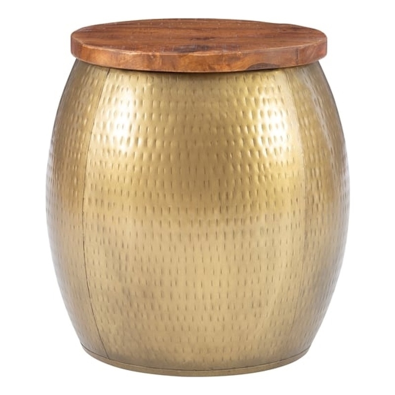 Pemberly Row End Table Coffee Accent Table Round in Metal - Gold