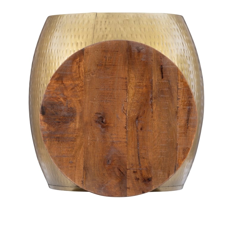Pemberly Row End Table Coffee Accent Table Round in Metal - Gold