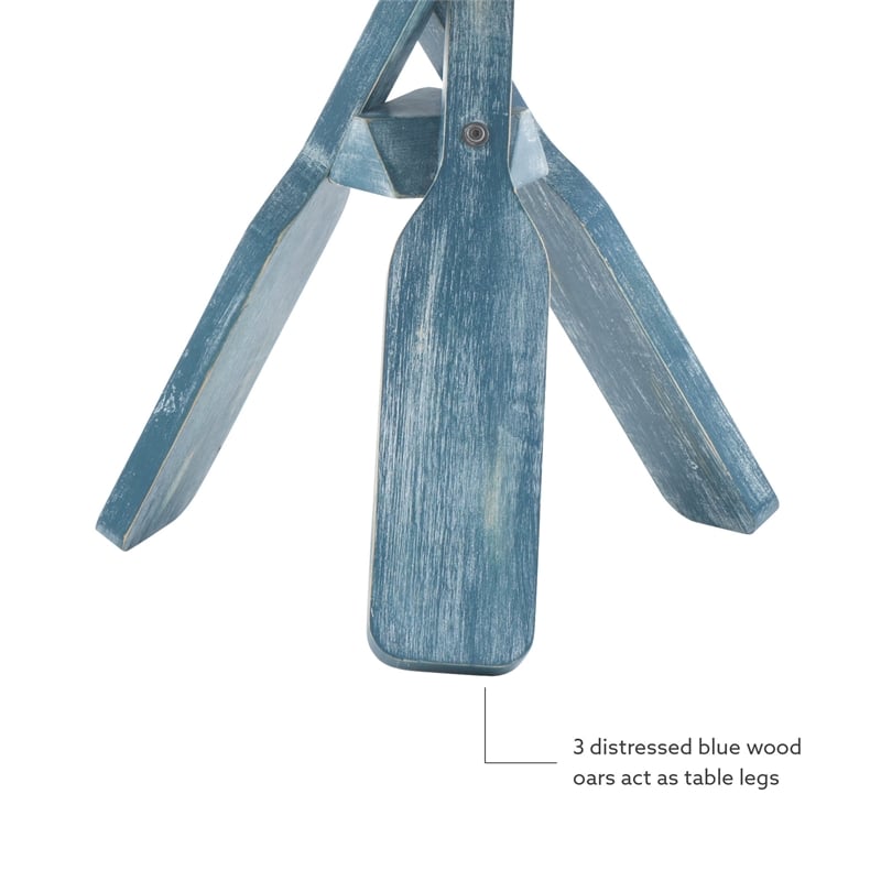 Pemberly Row Transitional Wood Side Table in Distressed Cream/Distressed Blue