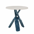 Pemberly Row Transitional Wood Side Table in Distressed Cream/Distressed Blue