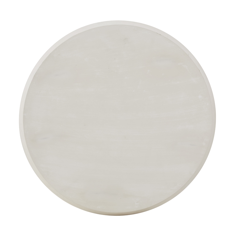 Pemberly Row Transitional Wood Side Table in Distressed Cream/Distressed Blue