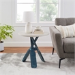Pemberly Row Transitional Wood Side Table in Distressed Cream/Distressed Blue