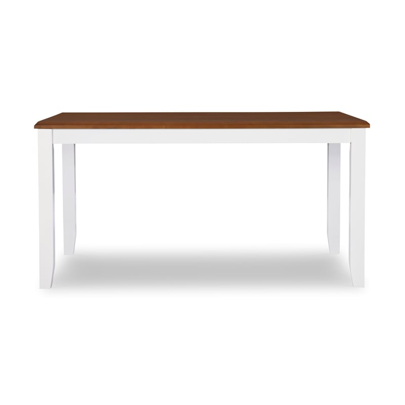 Pemberly Row Transitional Wood Dining Table in Vanilla White and Honey Brown