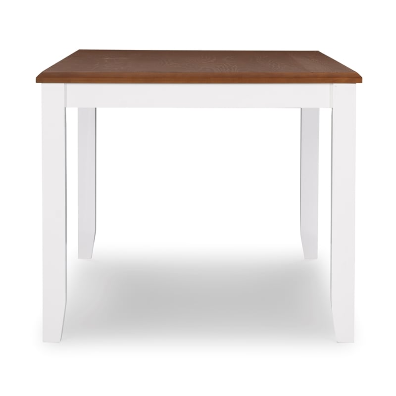 Pemberly Row Transitional Wood Dining Table in Vanilla White and Honey Brown