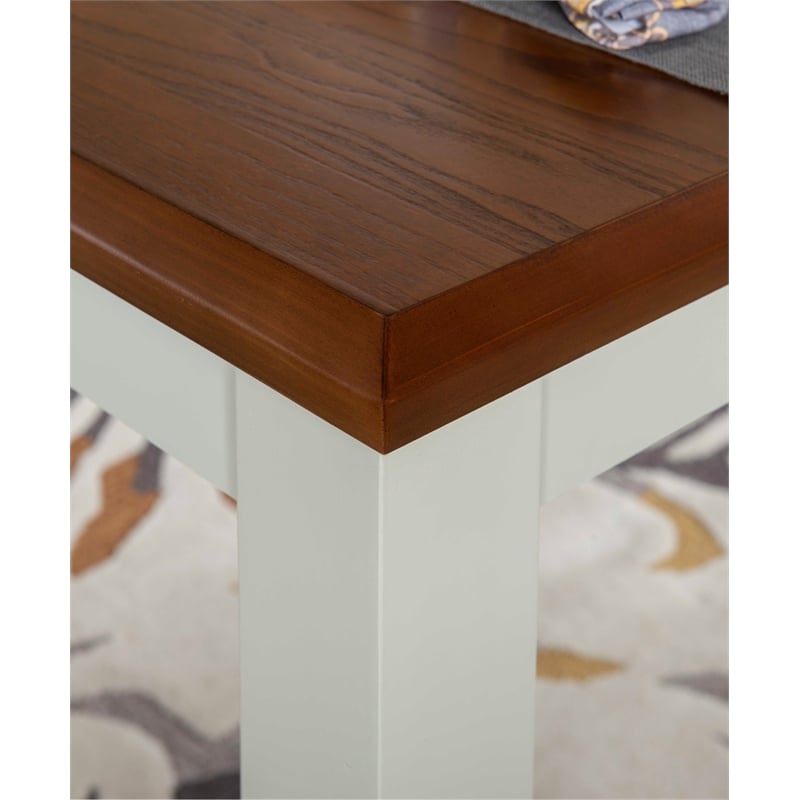 Pemberly Row Transitional Wood Dining Table in Vanilla White and Honey Brown