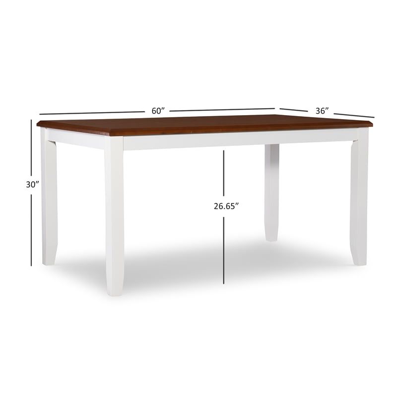 Pemberly Row Transitional Wood Dining Table in Vanilla White and Honey Brown