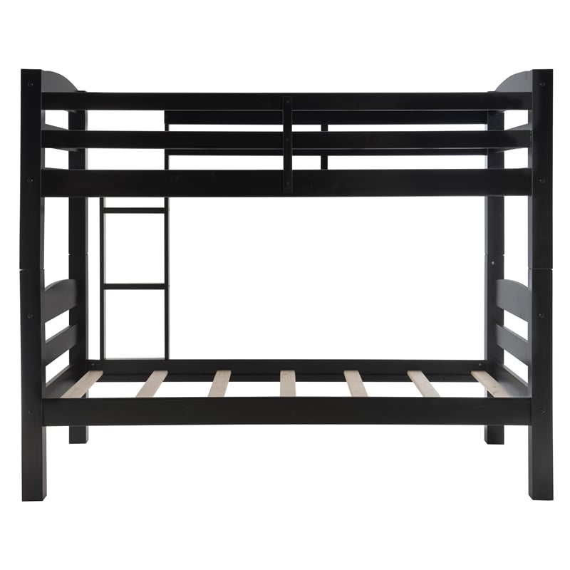 Pemberly Row Transitional Twin over Twin Wood Bunk Bed in Black