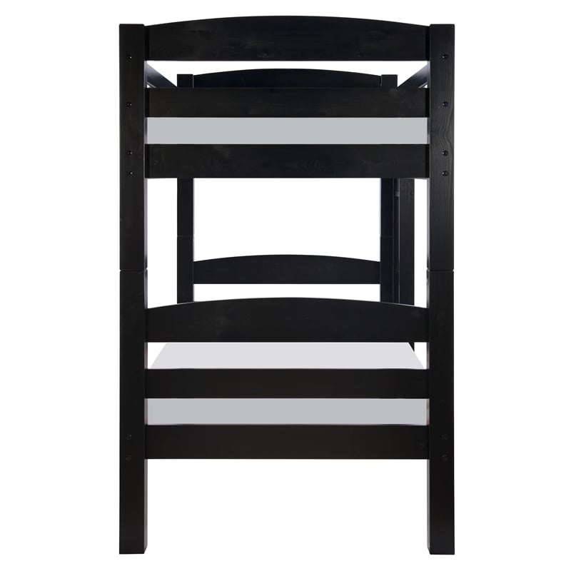 Pemberly Row Transitional Twin over Twin Wood Bunk Bed in Black