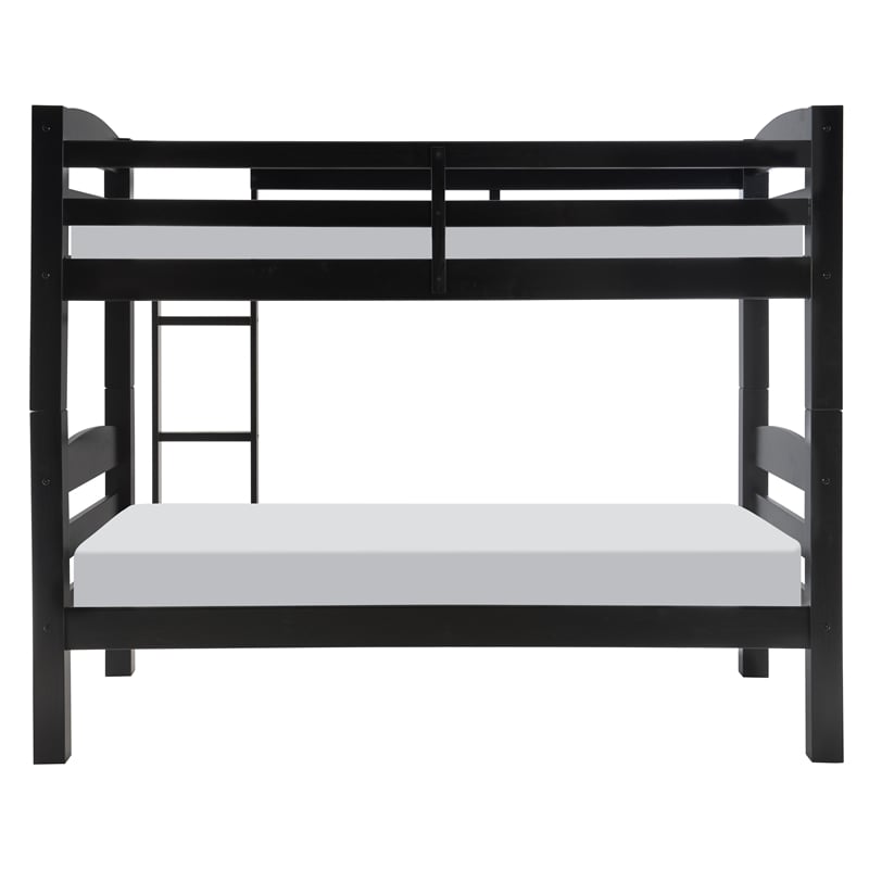 Pemberly Row Transitional Twin over Twin Wood Bunk Bed in Black
