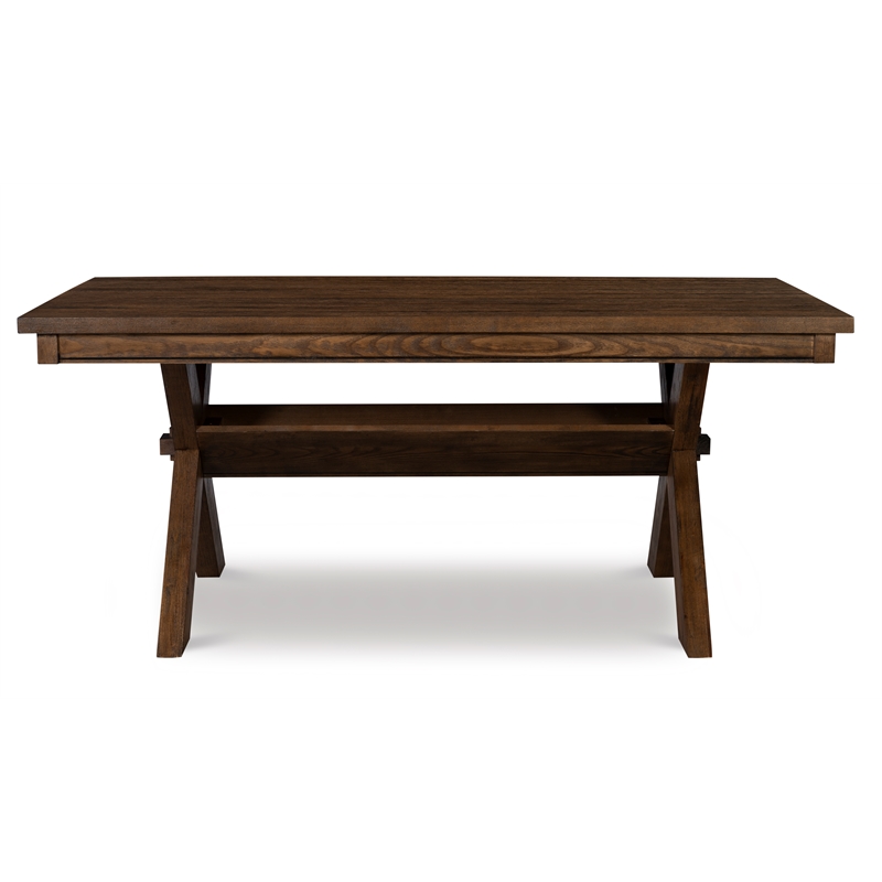 Pemberly Row 5-Piece X-Frame Wood Dining Set with Padded Seats in Brown/Tan