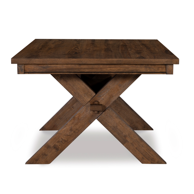Pemberly Row 5-Piece X-Frame Wood Dining Set with Padded Seats in Brown/Tan