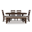 Pemberly Row 6-Piece X-Frame Wood Dining Set with Padded Seats in Brown/Tan