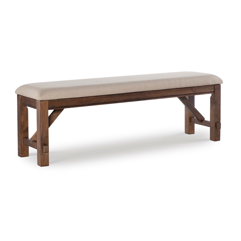 Pemberly Row 6-Piece X-Frame Wood Dining Set with Padded Seats in Brown/Tan