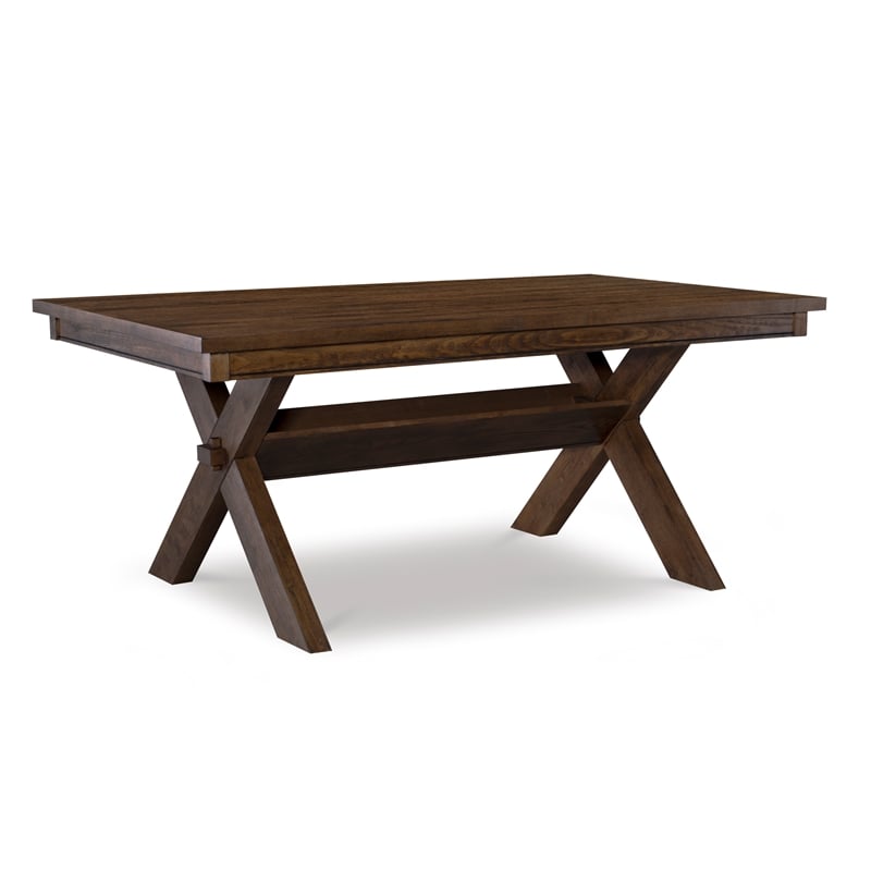 Pemberly Row 6-Piece X-Frame Wood Dining Set with Padded Seats in Brown/Tan