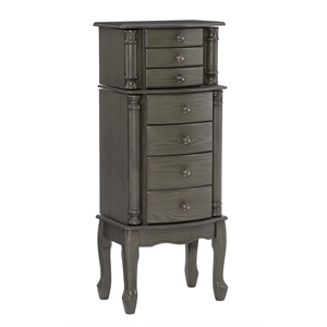 pemberly row traditional wood jewelry armoire in gray