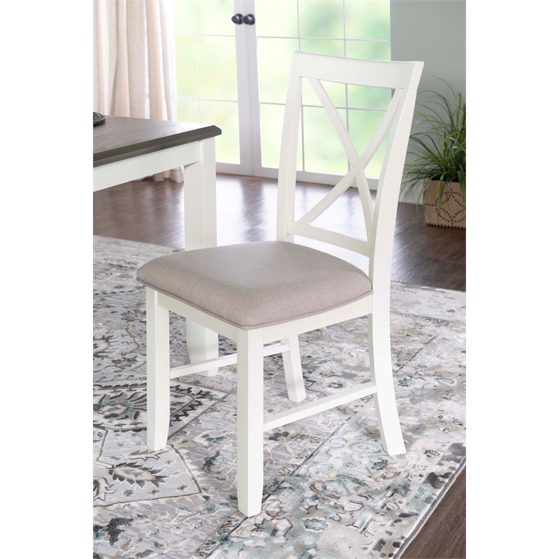 Pemberly Row Farmhouse Wood Set of Two Dining Side Chairs in Gray