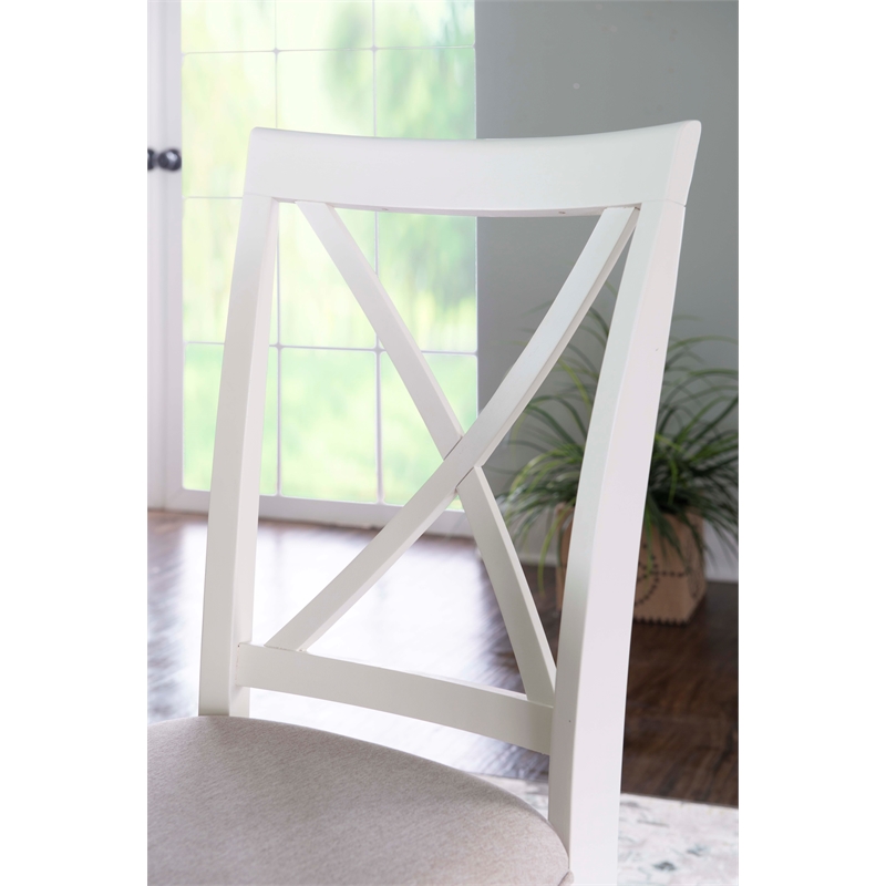 Pemberly Row Farmhouse Wood Set of Two Dining Side Chairs in Gray