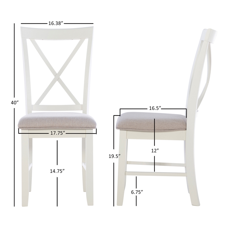 Pemberly Row Farmhouse Wood Set of Two Dining Side Chairs in Gray