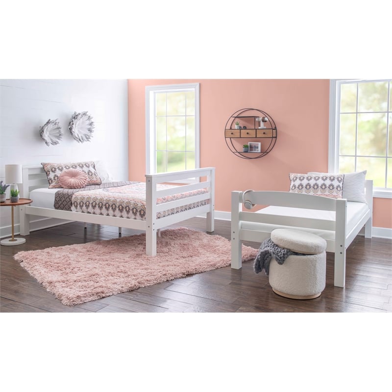 Pemberly Row Transitional Twin over Full Wood Bunk Bed in White
