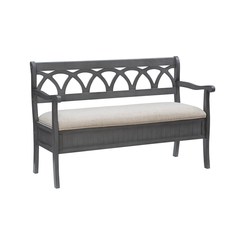 Pemberly Row Transitional Wood Storage Bench in Gray