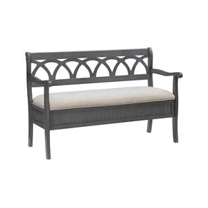 Pemberly Row Transitional Wood Storage Bench in Gray