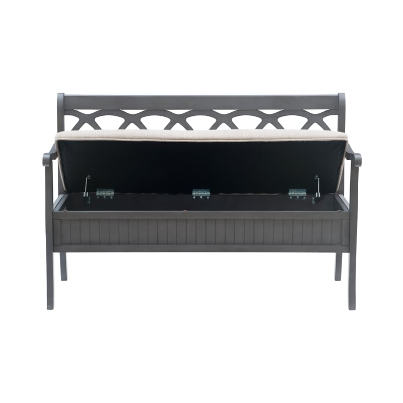 Pemberly Row Transitional Wood Storage Bench in Gray