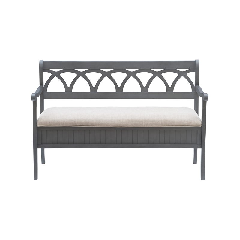 Pemberly Row Transitional Wood Storage Bench in Gray