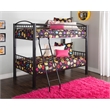 Pemberly Row Contemporary Metal Twin Over Twin Bunk Bed Attached Ladder in Black