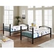 Pemberly Row Contemporary Metal Twin Over Twin Bunk Bed Attached Ladder in Black