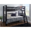 Pemberly Row Transitional Wood Twin Over Twin Bunk Bed Heavy Duty Slats in Black
