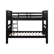 Pemberly Row Transitional Wood Twin Over Twin Bunk Bed Heavy Duty Slats in Black