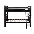 Pemberly Row Transitional Wood Twin Over Twin Bunk Bed Heavy Duty Slats in Black