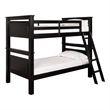 Pemberly Row Transitional Wood Twin Over Twin Bunk Bed Heavy Duty Slats in Black