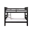 Pemberly Row Transitional Wood Twin Over Twin Bunk Bed Heavy Duty Slats in Black