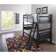 Pemberly Row Transitional Wood Twin Over Twin Bunk Bed Heavy Duty Slats in Black