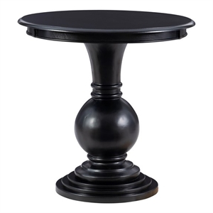 Pemberly Row Transitional Wood Accent Table w/ Pedestal Base in Jet Black