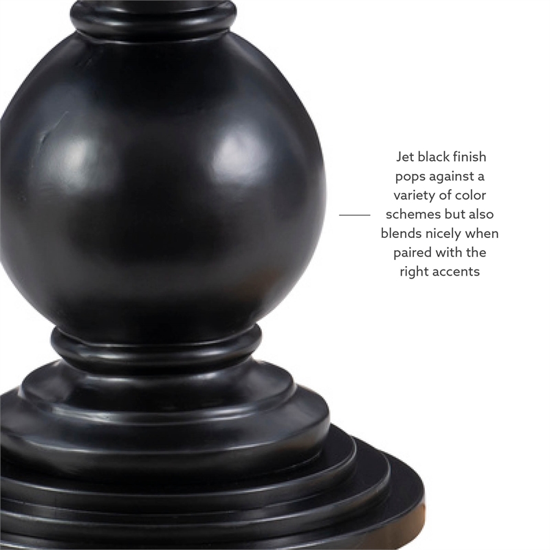 Pemberly Row Transitional Wood Accent Table w/ Pedestal Base in Jet Black