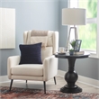 Pemberly Row Transitional Wood Accent Table w/ Pedestal Base in Jet Black