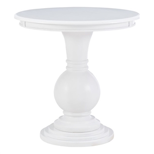 Pemberly Row Round Transitional Wood Accent Table w/ Pedestal Base in White