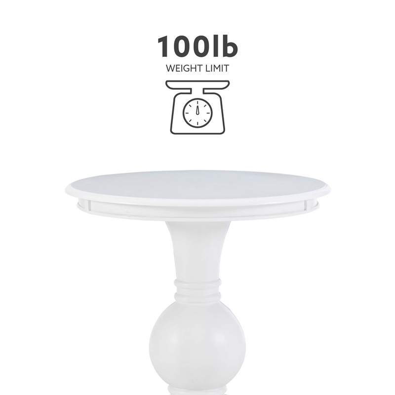 Pemberly Row Round Transitional Wood Accent Table w/ Pedestal Base in White