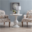 Pemberly Row Round Transitional Wood Accent Table w/ Pedestal Base in White