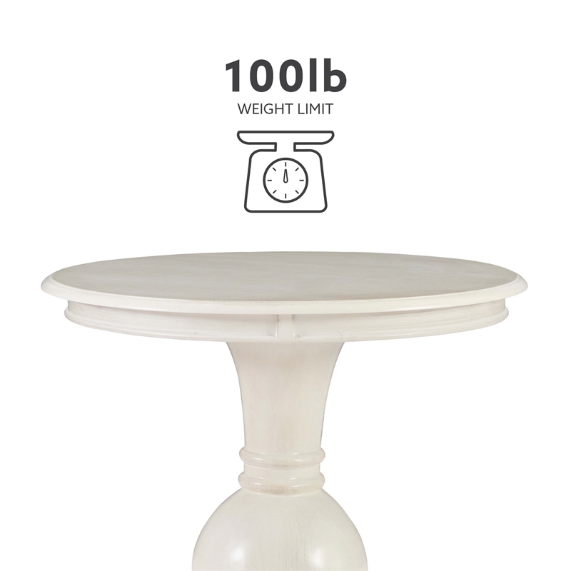Pemberly Row Round Transitional Wood Accent Table w/ Pedestal Base in Cream