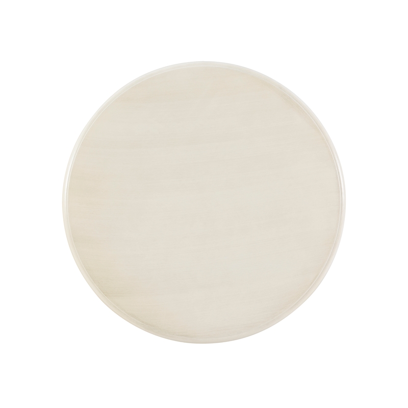 Pemberly Row Round Transitional Wood Accent Table w/ Pedestal Base in Cream